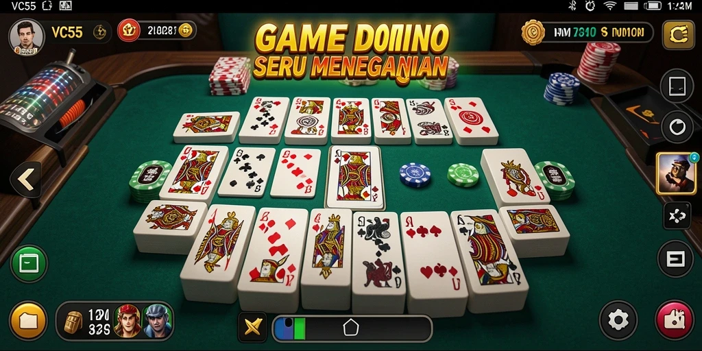 Screenshot gameplay VC55 menampilkan suasana seru permainan Domino.