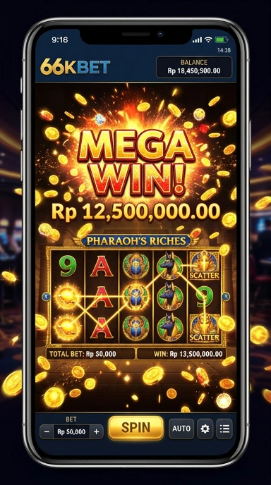 Tampilan utama aplikasi 66kbet dengan navigasi intuitif.